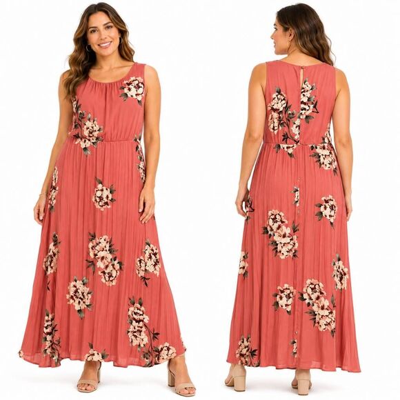 Christopher & Banks Dresses & Skirts - Christopher & Banks 6P Coral Floral Maxi Dress Petite